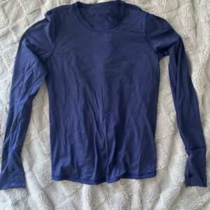 Lululemon Athletica Fitted Long Sleeve Blue T-Shirt